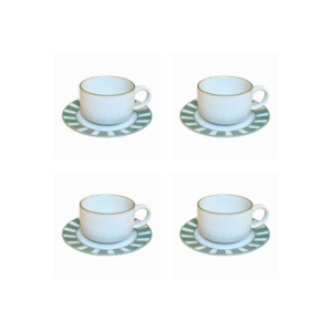 Essentials Mug and Saucer (Set of 4), Green