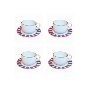 Essentials Mug and Saucer (Set of 4), Burgundy