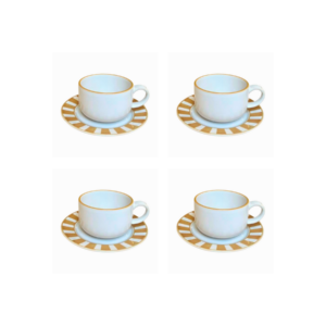 Essentials Mug and Saucer (Set of 4), Yellow